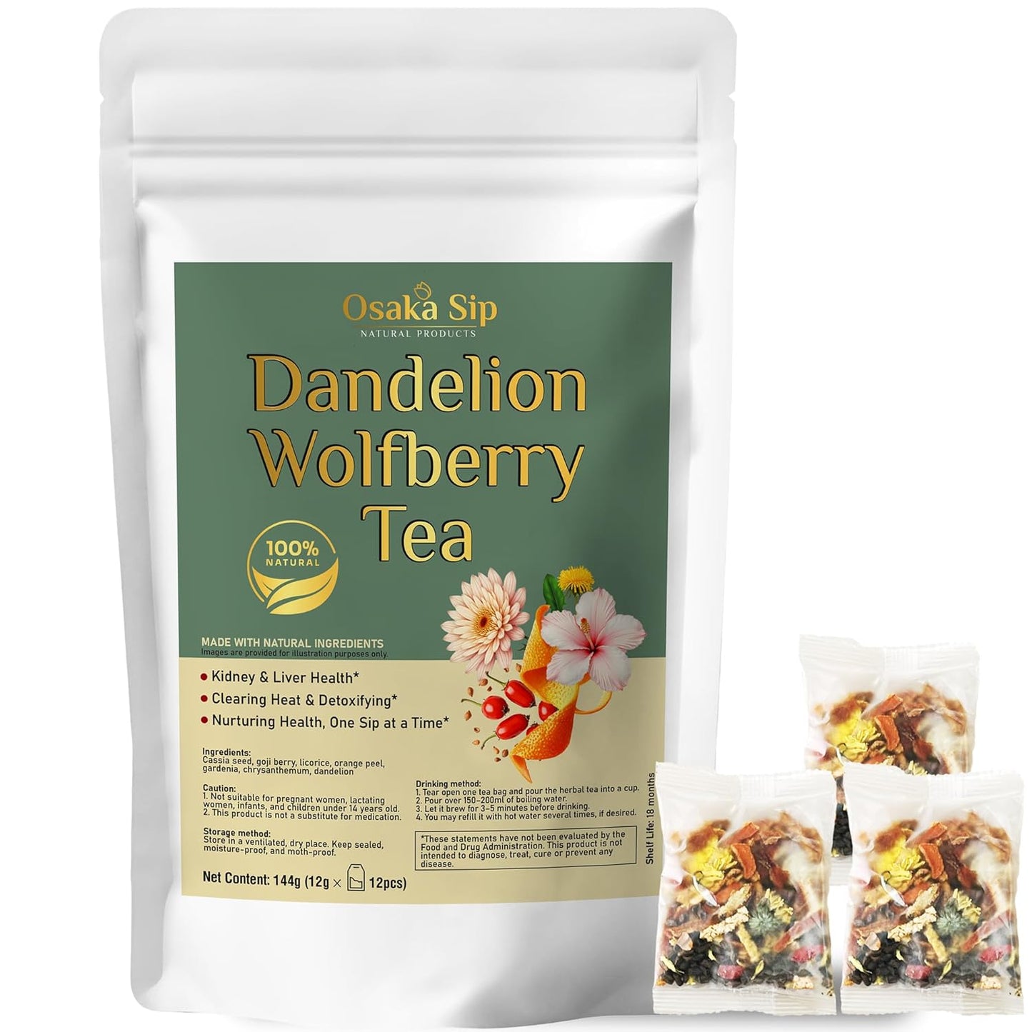 Osaka Sip Dandelion Wolfberry Herbal Tea Bags