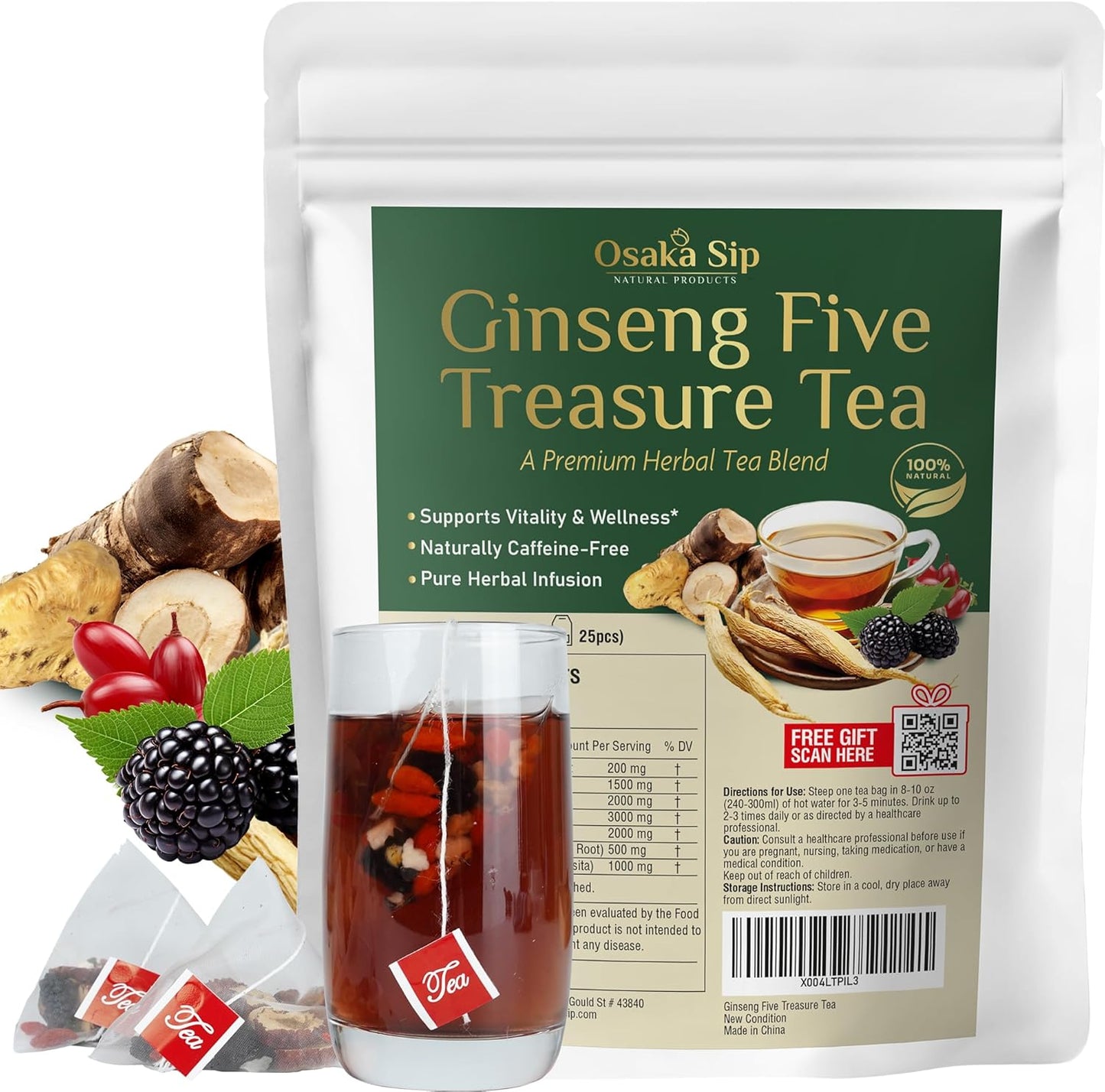 Ginseng Five Treasures Tea Bags
